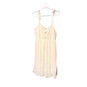 White Tie Strap Button Front Midi Dress